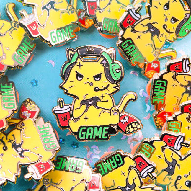 Game Cat Enamel Pin